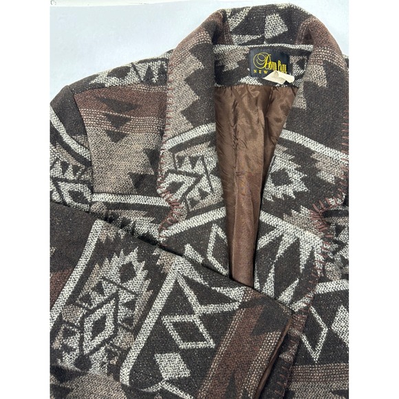 David Paul New York Southwestern Aztec Print Jacket Womens Brown - Picture 1 of 6